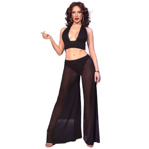 Chilirose - Cr 4857 Schwarzes Top- Und Hosenset, Grösse S